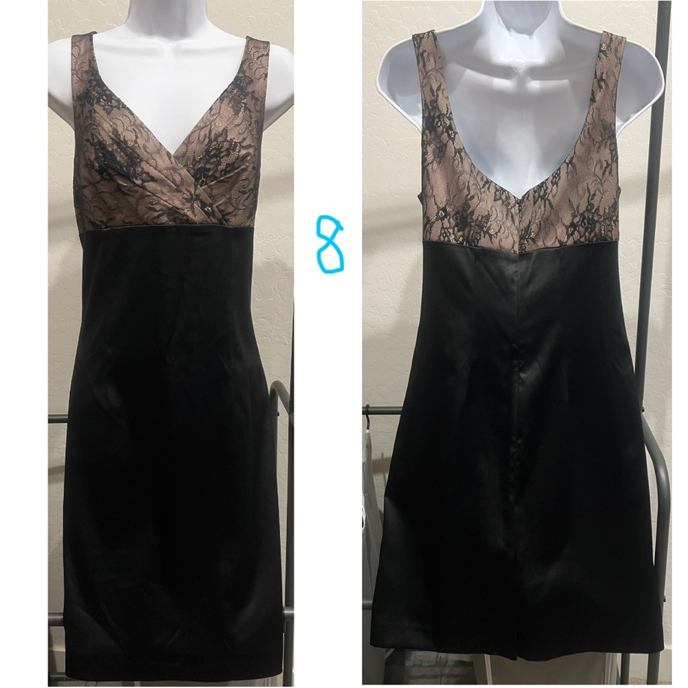 Elegant Black and Tan Lace Dress